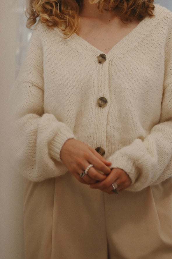 Anastasia Alpaca & Merino Cardigan - Ivory