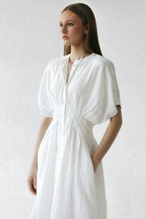 Salvia Linen Dress - Ivory