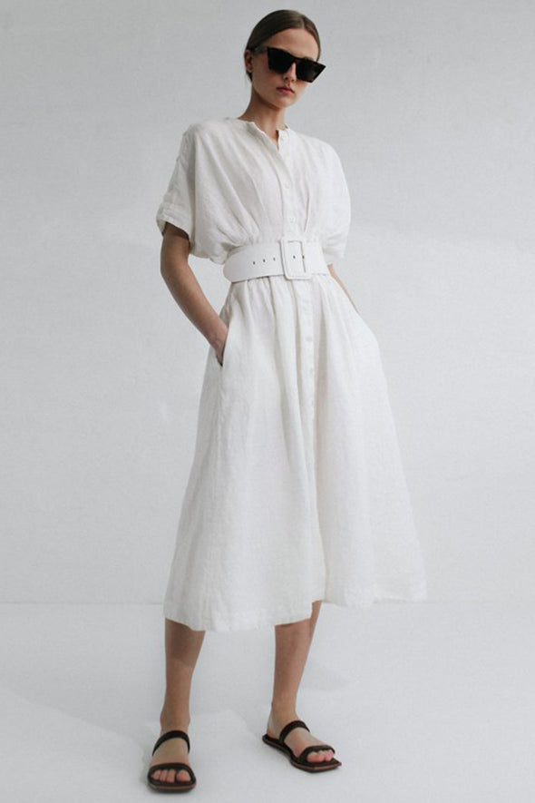 Salvia Linen Dress - Ivory