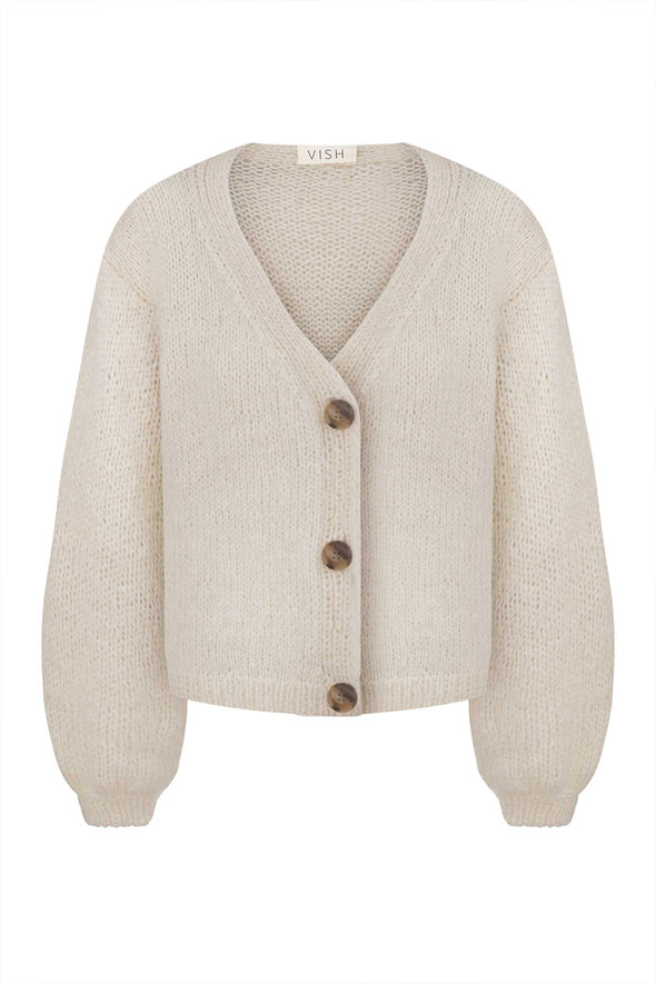 Anastasia Alpaca & Merino Cardigan - Ivory