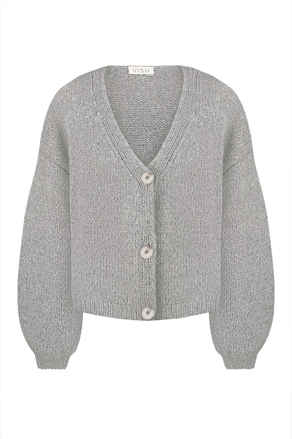 Anastasia Alpaca & Merino Cardigan - Grey